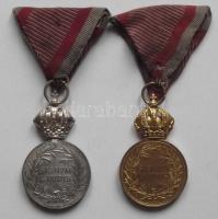 1914-1916. "Ezüst Katonai Érdemérem" ezüstözött fém változata + "Bronz Katonai Érdemé...