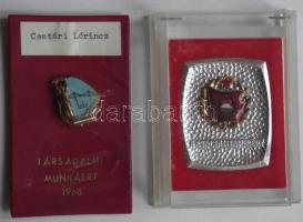 1966. "Szép Budapestért" - Társadalmi munkáért járó kitüntető jelvény eredeti csomagolásban T:1 + "A Szocializmusért" kitüntetés plasztik tokban T:1