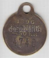 1896. "Fejér Vármegye" 50Kr réz sorszámozott ebvédjegy T:3