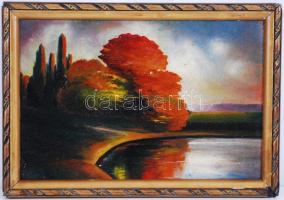 Pogány Ferenc jelzéssel: Mártélyi táj, olaj, karton, keretben, 28,5x20cm