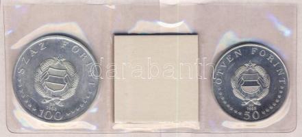1968. 50Ft Ag + 100Ft Ag "Semmelweis" pár nejlon tokban T:BU