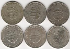 1947. "Kossuth" 5Ft ezüst (6x) T:3 ph.