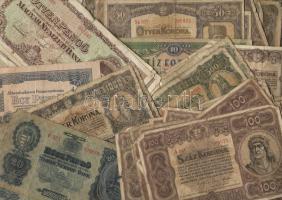Nagy hagyaték tétel 1605db bankjegy, régi és új, magyar és külföldi, benne sok jobbal, többek között "Kossuth bankó" (20x), 1904. 10K (8x), 1914. 2K (5x), 1919. 5K (3x), 1920. 50K (5x),100K (19x),1000K (4x), 1923. 50K (2x),100K (6x),500K (7x), 1930. 20P (10x), 1945. 50P (9x), 1949. 10Ft, V.H. 1P más képméret, ezenkívül jobb orosz, D.Reich, osztrák, osztrák/magyar megsz. Velencében, tengerentúl, sok hajtatlan infla, és még sok más T:I,II,III,IV