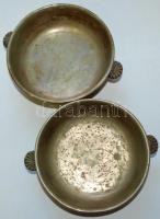 Cca 1880 2 db alpakka kagylós fülű kínáló, jelzett "HJ silber alpacca" d:14 cm