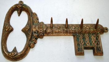 Nagy falra szerelhető bronz kulcstartó, masszív, h:29 cm, m:19 cm