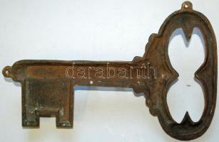 Nagy falra szerelhető bronz kulcstartó, masszív, h:29 cm, m:19 cm