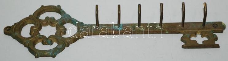 Sárga réz falra szerelhető kulcstartó, h:25 cm