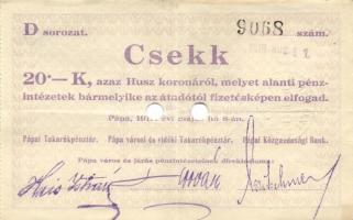 Pápa 1919. május 8. 10K (3x) + 20K (3x) + 50K "E" sorozat,mind lyukasztással érvénytelenít...