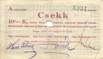 Pápa 1919. május 8. 10K (3x) + 20K (3x) + 50K "E" sorozat,mind lyukasztással érvénytelenít...