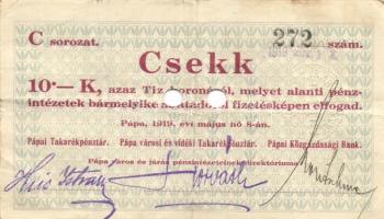 Pápa 1919. május 8. 10K (3x) + 20K (3x) + 50K "E" sorozat,mind lyukasztással érvénytelenít...