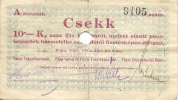 Pápa 1919. május 8. 10K (3x) + 20K (3x) + 50K "E" sorozat,mind lyukasztással érvénytelenít...
