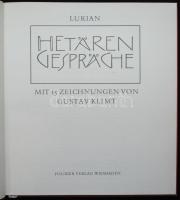 Lukian: Hetärengespräche. Mit 15 Zeichnungen von Gustav Klimt. Wiesbaden, o.J., Fourier. Gustav Klimt 15 erotikus grafikájával illusztrálva, kiadói egészvászon kötésben, szép állapotban /  Illustrated by Gustav Klimt, linen binding, good condition