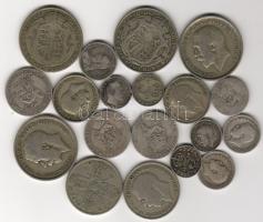 Anglia 1900-1930. Ezüstpénz tétel 3P (4x), 6P (4x), 1Sh (5x), 1Fl (2x), 1/2C (4x) 19db T:3,4