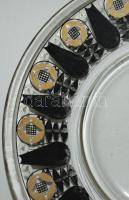 Kézi festésű üvegtányér, üveg hibátlan, festés néhol kopottas d:31 cm