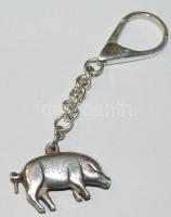 Malac formájú, 925-ös tisztaságú, jelzett ezüst (Ag) kulcstartó, húsipari dolgozók kapták / 
Silver ...