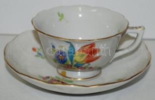 Herendi mokkás csésze + alj, csésze 7 cm átmérőjű 4,2 cm magas, tányér d:11, hibátlan