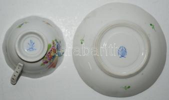 Herendi mokkás csésze + alj, csésze 7 cm átmérőjű 4,2 cm magas, tányér d:11, hibátlan