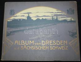 Album von Dresden und der Sächsischen Schweiz. 2 Panoramen und 68 Ansichten nach Naturaufnahmen in Photographiedruck. Dresden. 1913, Ernst Beutelspacher & Co. Fotóalbum, kiadói festett egészvászon kötésben, jó állapotban /  Photo album, linen binding, good condition