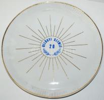 Hollóházi nagy lapos tányér "Belügyi szemle 20" felirattal, hibátlan, d:27 cm