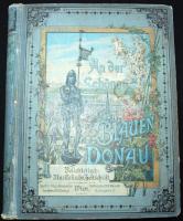 An der Schönen Blauen Donau. Belletristisch-musikalische Zeitschrift. Wien/Bécs, 1890. Festett szecessziós kiadói egészvászon kötésben, ismert személyek egészoldalas lithográfia portréival (Andrássy Gyula, Henrik Ibsen, stb.) /  Journal with lithography portraits of contemporary celebrities, colored art nouveau linen binding