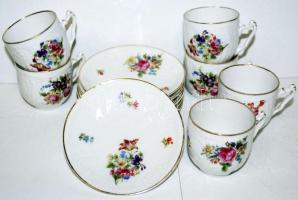 Schlaggenwald, 6 db mokkás csésze és csészealj, jelzettek, hibátlanok