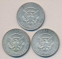 Amerikai Egyesült Államok 1968. 1/2$ Ag "Kennedy" (3x) T:2 USA 1968. 1/2 Dollar Ag "Kennedy" (3x) C:XF