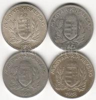 1926,27,38,39. 1P ezüst 4db T:1,2,3 pici ph