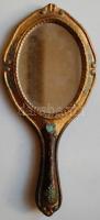 Régi kézi tükör festett, aranyozott fakeretben /  Vintage hand mirror in painted wooden frame, 30cm