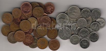 Anglia - Modern fémpénzek 97db, klf évszám 1P (31x), 2P (36x), 5P (20x), 10P (10x)
