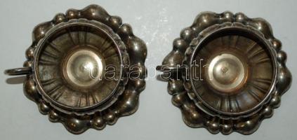 1872-1922 Ezüst (Ag) fűszertartó pár alátéttel 800-as tisztaságú pesti dianás jelzéssel és mesterjel...