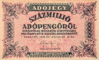 1946. 100.000.000Adópengő vákony papír T:I