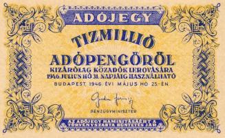 1946. 10.000.000Adópengő vízjeles papíron, fordított címer T:I