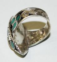 Ezüst (Ag) gyűrű színes kőberakásokkal / 
Silver ring with colorful stone inlay, size: 57, br: 14gr