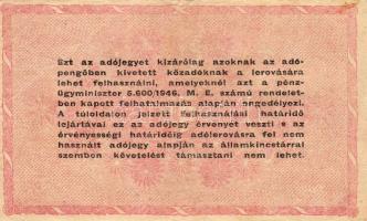 1946. 1.000.000Adópengő vízjeles papíron, magas sorszám, fordított címer T:II+ egyszer hajtva