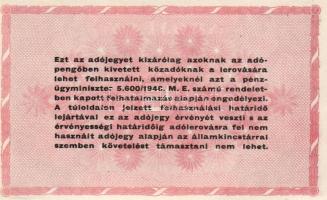 1946. 1.000.000Adópengő vastag papír, sorszám és vízjel nélkül T:I