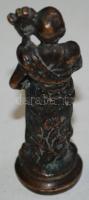 Antik, vezér a kürtjével, bronz, jó állapotban, m: 11 cm/ old bonze warrior statue
