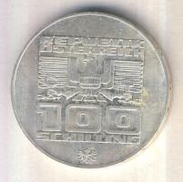 Ausztria 1976. 100Sch Ag "Innsbruck - XII. téli olimpia / Épületek és olimpiai logó" T:2-
...