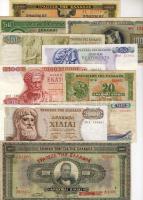 Görögország 1926-1978. 10db bankjegy, benne német/olasz megszállás T:I,II+,III