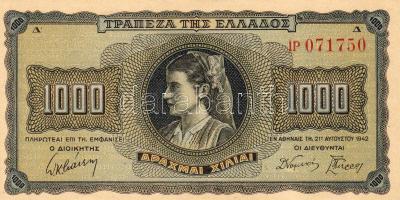 Görögország/ Német-olasz megsz. 1942. 1000Dr T:I