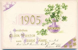 New Year, 1905, clover, litho, Emb. (EK)