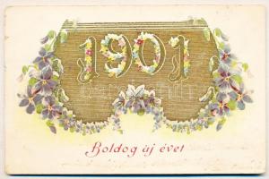 New Year, 1901, litho, Emb. (small tear)