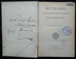 Szepessy László: Hit és haza. Bp., 1908. Szent István. Izsóf Alajos a Zászlónk c. cserkészújság szerkesztőjének szóló dedikálással. (Kissé megviselt egészvászon kötésben)