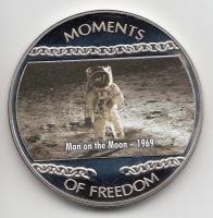 Libéria 2004. 10$ "Szabadság pillanatai-Ember a holdon 1969." multicolor T:PP Liberia 2004. 10 Dollars "Moments of Freedom-MAn on the Moon 1969." multicolor C:PP