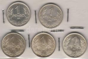 1926-39. 1P ezüst, teljes sor 5db T:1-2