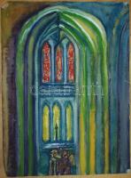 Swierkiewicz Róbert (1942-): Templom részlet, akvarell, papír, jelzés nélkül, apró szakadások 84x64 cm