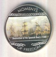 Libéria 2004. 10$ "Szabadság pillanatai-A spanyol armada pusztulása 1588." multicolor T:PP tanúsítvánnyal Liberia 2004. 10 Dollars "Moments of Freedom-Destruction of the Spanish fleet 1588." multicolor C:PP with certificate
