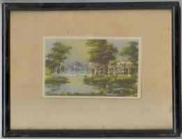 Jelzés nélkül, két darab tájkép nyomat, üvegezett keretben, 20×25 cm kerettel