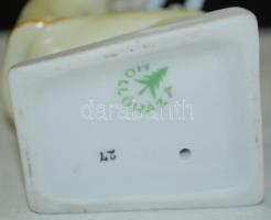 Hollóházi kislány a babájával, jelzett, hibátlan, m:12 cm