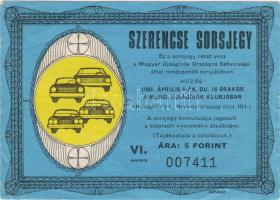 1981. 1db "SZERENCSE SORSJEGY"