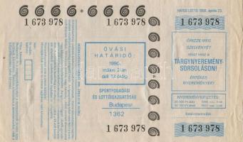 1990. 1db "HATOS LOTTÓ" (nem lett felhasználva)